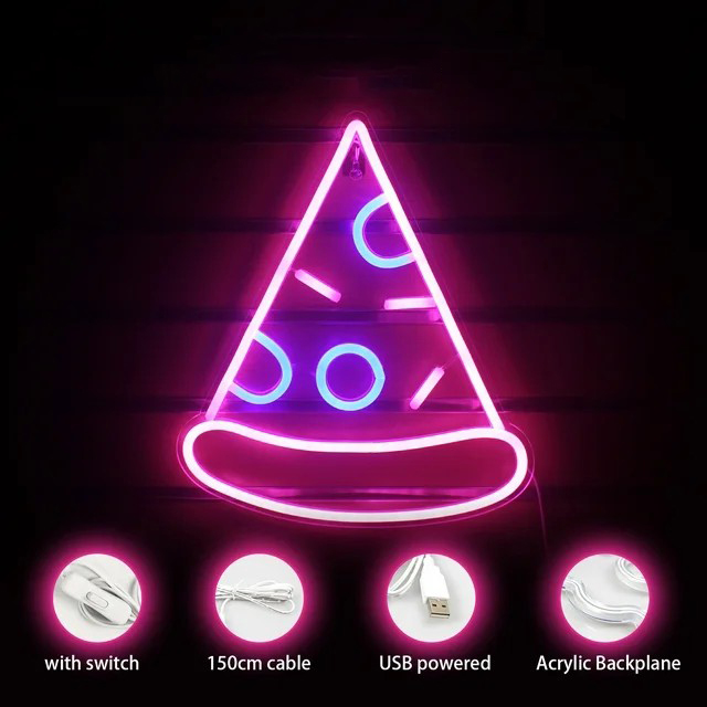 світлодіодний рекламний знак піци на стіні логотип