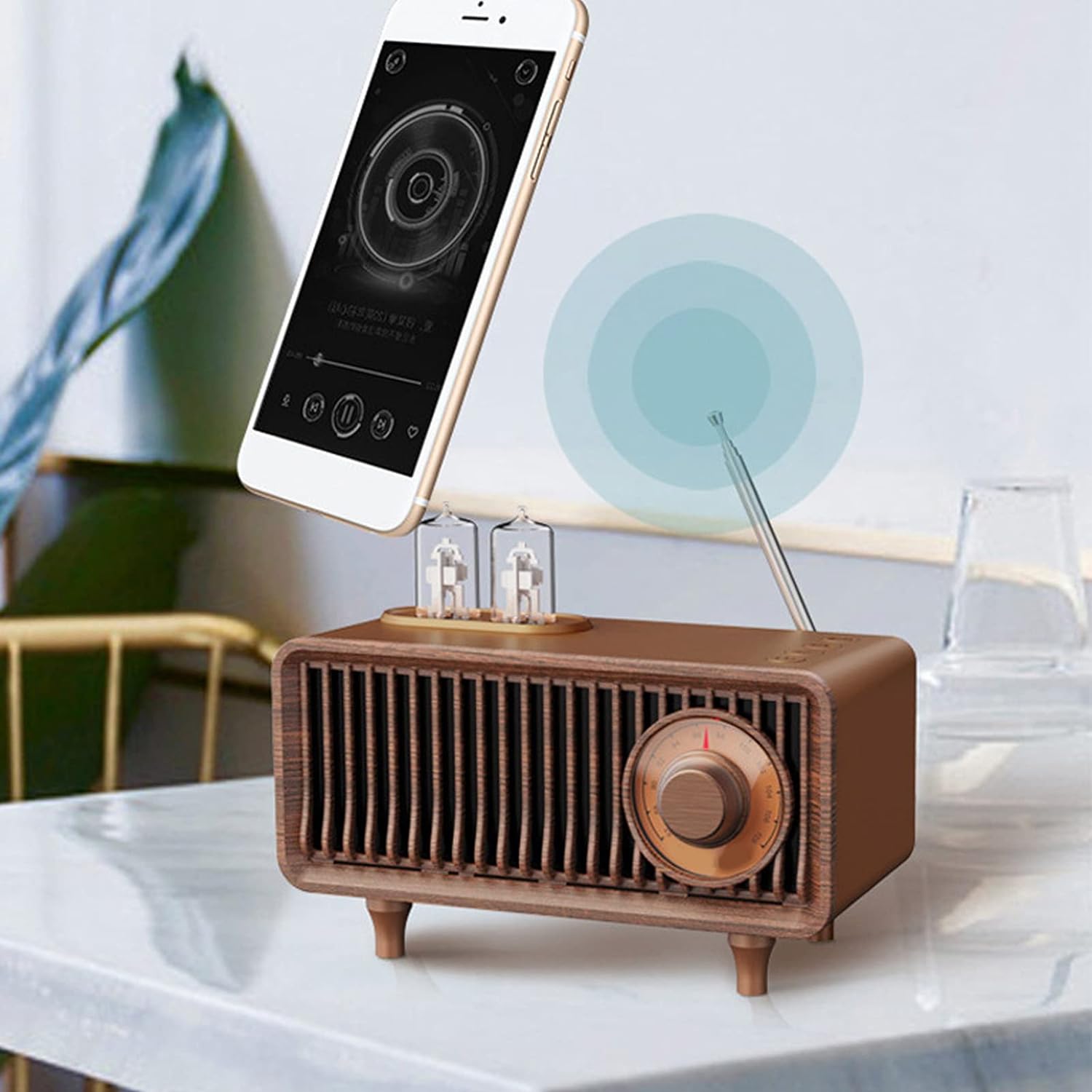 Радіо з динаміком Bluetooth у вінтажному дерев'яному стилі ретро