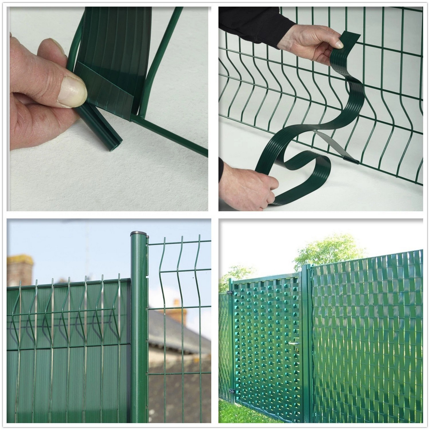 ПВХ гнучка пластикова стрічка конфіденційності для 3d сітчастого паркану зеленого кольору